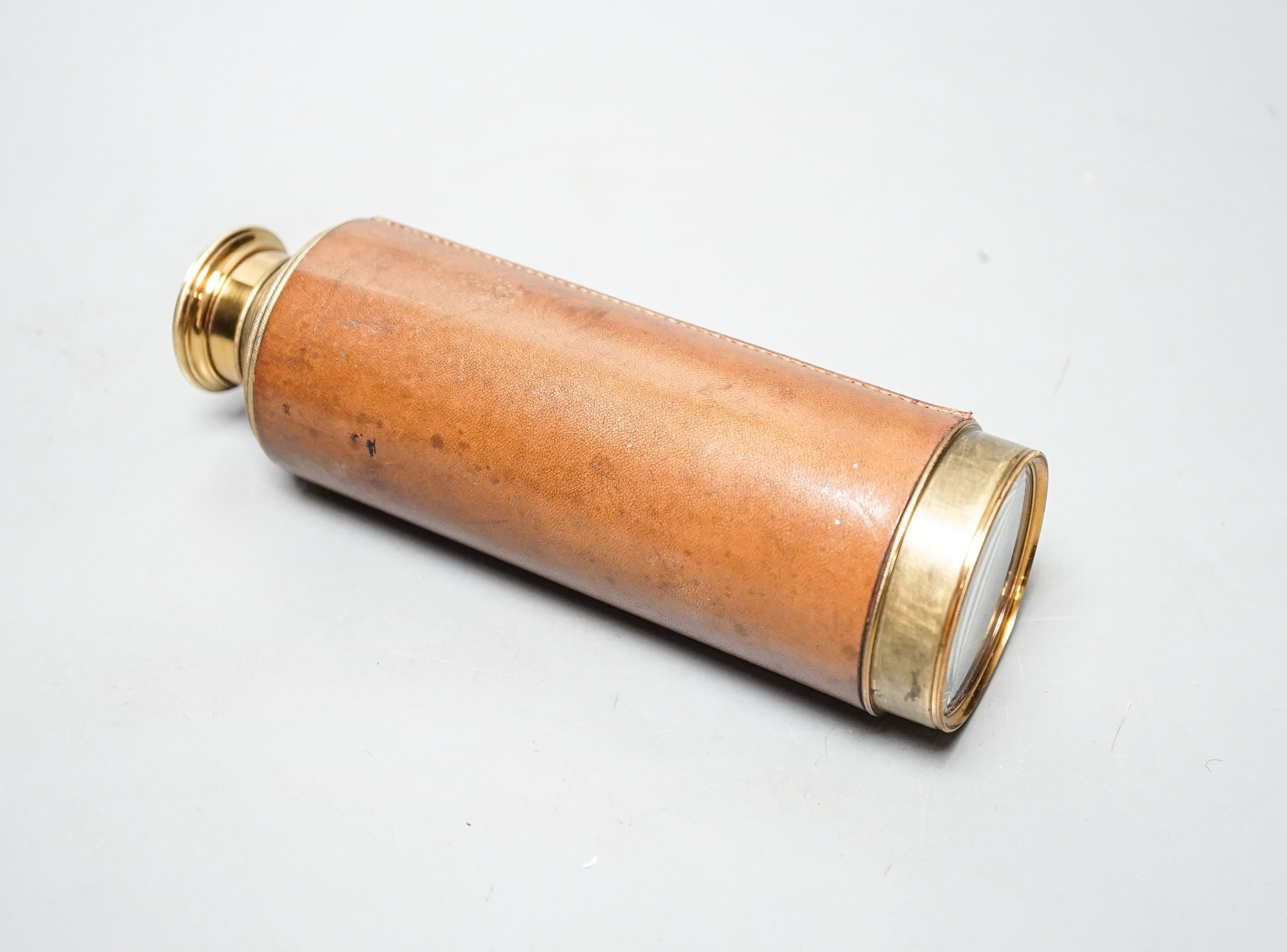A Dolland Day or Night brass and leather nine draw telescope with case. Inscribed ‘Jas. Hy. Cottingham 1761 - 1819’